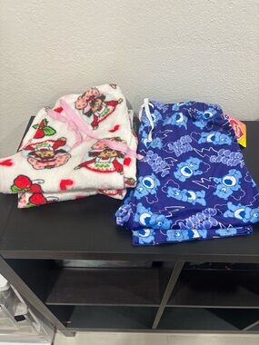 Strawberry shortcake pajama pants & Blue Care Bears Pajama Pants
